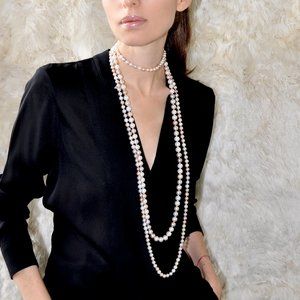 Multicolor Opera Length Pearl Knotted Layered Necklace